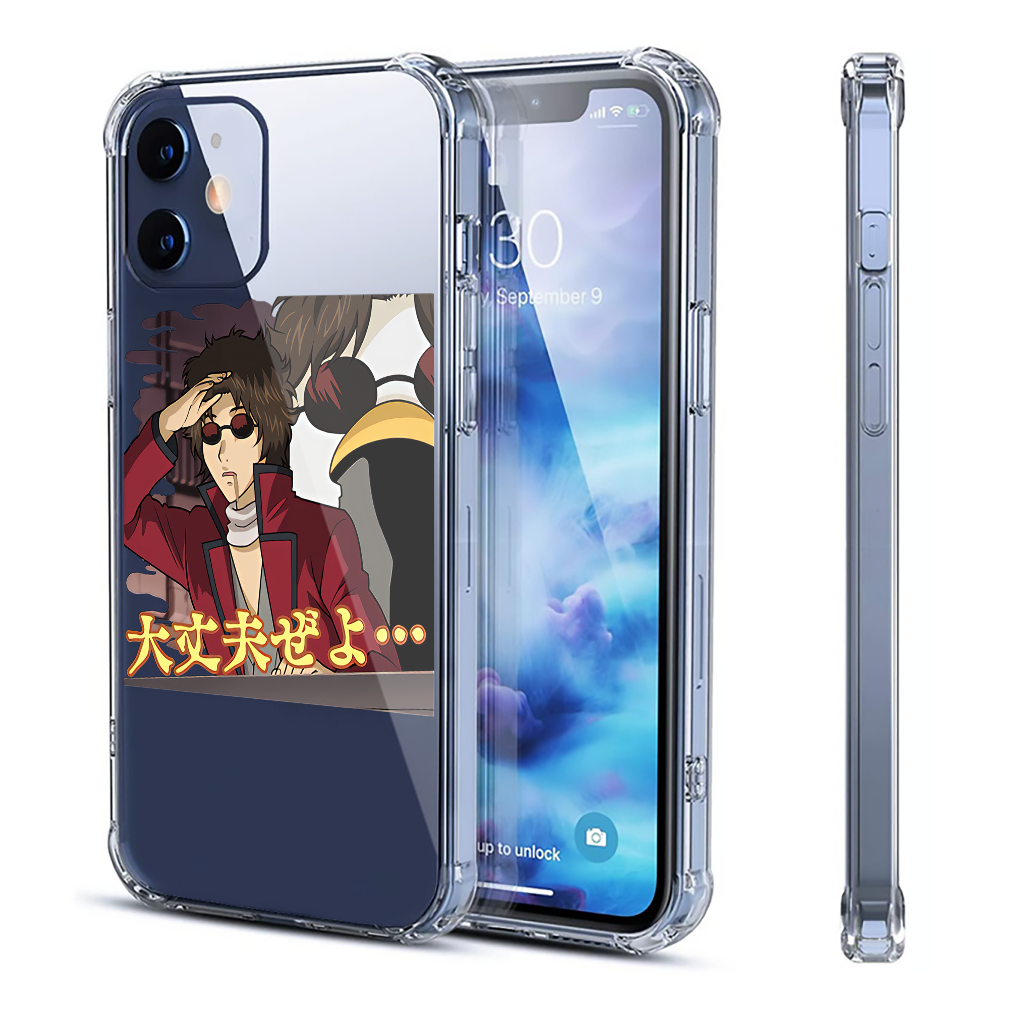（画像用） ぎんたま 坂田銀時（さかたぎんとき） 神楽 志村新八（しむら しんぱち） GINTAMA Sakata Gintoki Kagura Shimura Shinpachi 【iPhone 12シリーズ対応】透明スマホケース（クリアソフトケース）